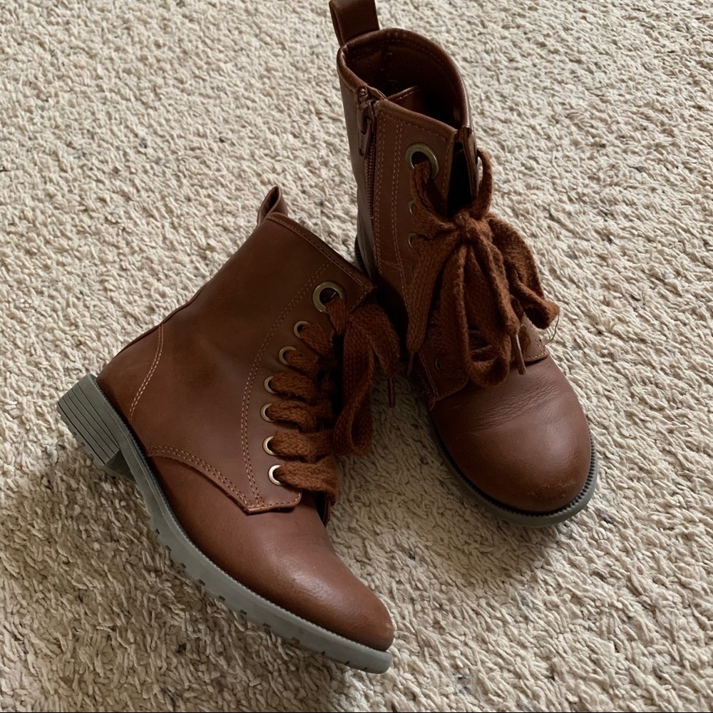 Brown lace up boots